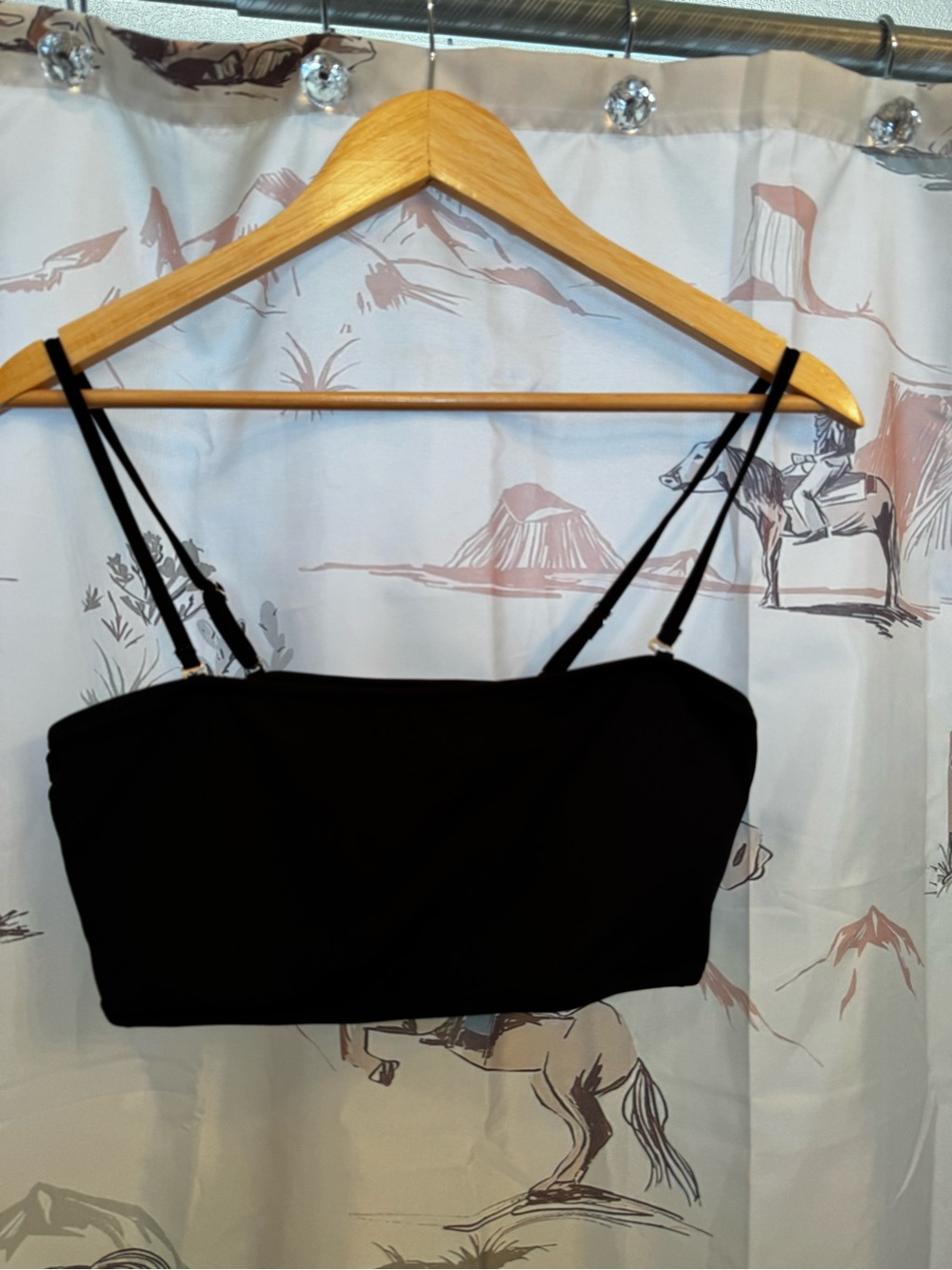 SWIMWEAR• Black bandeau bikini top & sleek bikini bottoms! Size L• NEVER WORN•